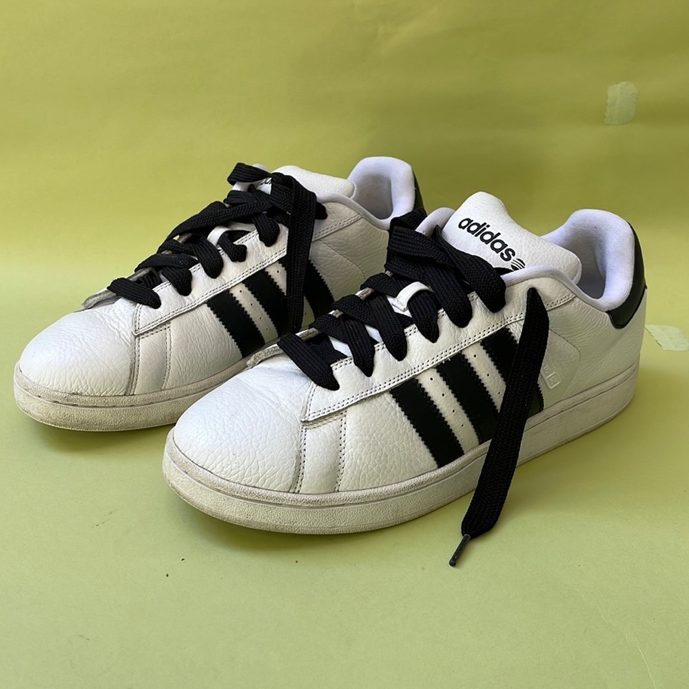 Black/white Adidas leather sneakers